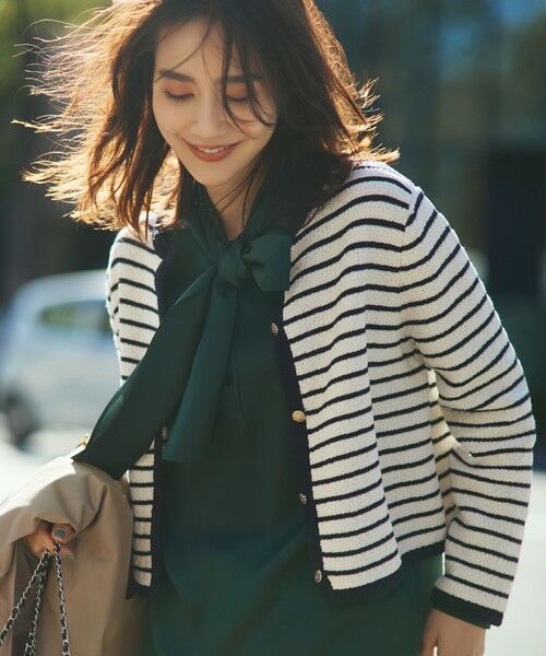 L size ONWARD(大きいサイズ) / エルサイズオンワード カーディガン・ボレロ | 【Oggi3月号掲載/洗える】ブークレコットン ニットジャケット | 詳細2