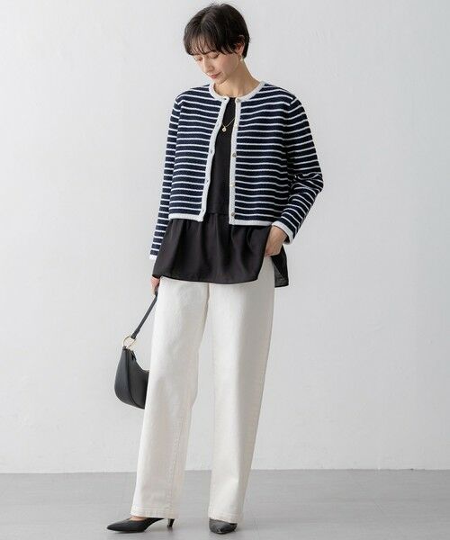 L size ONWARD(大きいサイズ) / エルサイズオンワード カーディガン・ボレロ | 【Oggi3月号掲載/洗える】ブークレコットン ニットジャケット | 詳細8