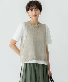 L size ONWARD(大きいサイズ) / エルサイズオンワード ベスト | 【洗える】ブライトリリーヤーン ニット ベスト