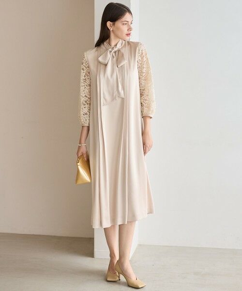 L size ONWARD(大きいサイズ) / エルサイズオンワード ドレス | 【APPLAUDIR】ノーブルサテン レースコンビドレス | 詳細1
