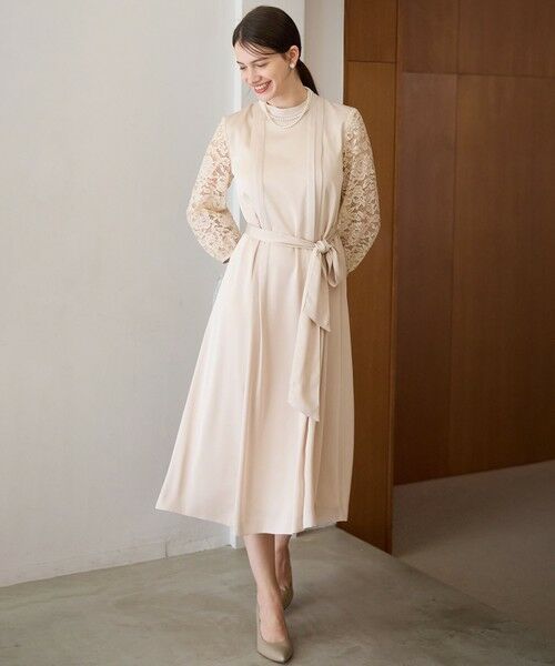 L size ONWARD(大きいサイズ) / エルサイズオンワード ドレス | 【APPLAUDIR】ノーブルサテン レースコンビドレス | 詳細2