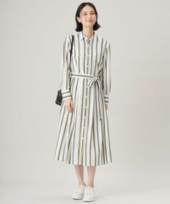 L size ONWARD(大きいサイズ) / エルサイズオンワード ミニ丈・ひざ丈ワンピース | 【カタログ掲載・洗える】ストライププリント ワンピース