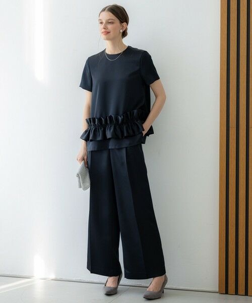 L size ONWARD(大きいサイズ) / エルサイズオンワード その他パンツ | 【APPLAUDIR】クリアダブルサテン ワイドシルエットパンツ | 詳細9