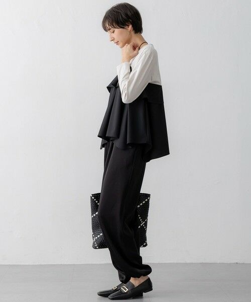 L size ONWARD(大きいサイズ) / エルサイズオンワード その他パンツ | 【洗える】ドレープサテン 2WAY ドロスト パンツ | 詳細2