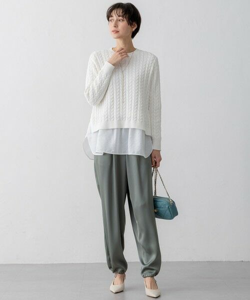 L size ONWARD(大きいサイズ) / エルサイズオンワード その他パンツ | 【洗える】ドレープサテン 2WAY ドロスト パンツ | 詳細26