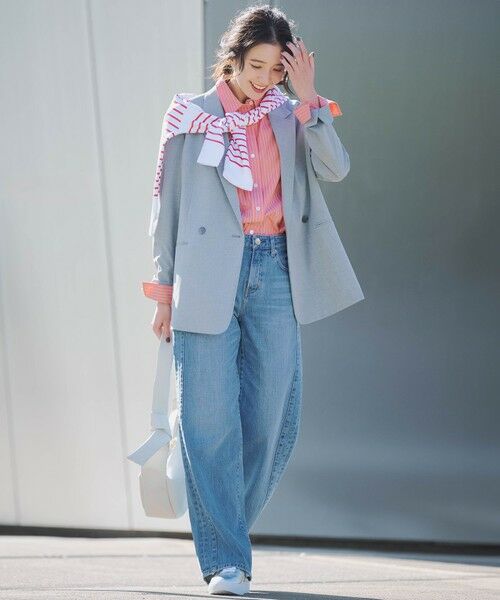 L size ONWARD(大きいサイズ) / エルサイズオンワード デニムパンツ | 【RED CARD TOKYO×23区/VERY3月号掲載】デニム ライン ワイドパンツ | 詳細2