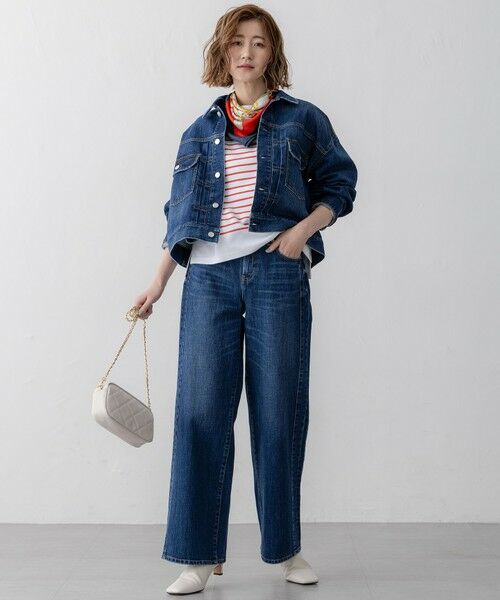 L size ONWARD(大きいサイズ) / エルサイズオンワード デニムパンツ | 【RED CARD TOKYO×23区/VERY3月号掲載】デニム ライン ワイドパンツ | 詳細28