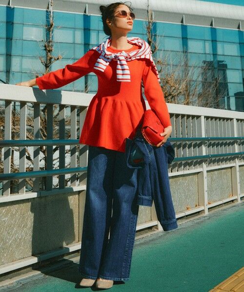 L size ONWARD(大きいサイズ) / エルサイズオンワード デニムパンツ | 【RED CARD TOKYO×23区/VERY3月号掲載】デニム ライン ワイドパンツ | 詳細20