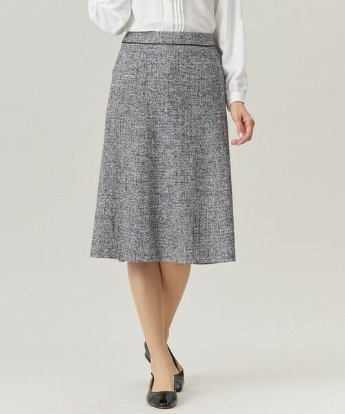 L size ONWARD(大きいサイズ)/エルサイズオンワード 【セットアップ対応】Light Tweed スカート ブラックMIX系6 T17 L size ONWARD(大きいサイズ)/エルサイズオンワード 【セットアップ対応】Light Tweed スカート ブラックMIX系6 T17