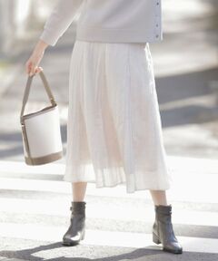 L size ONWARD(大きいサイズ) / エルサイズオンワード ミニ・ひざ丈スカート | 【洗える】リンクルリッド フレアー スカート