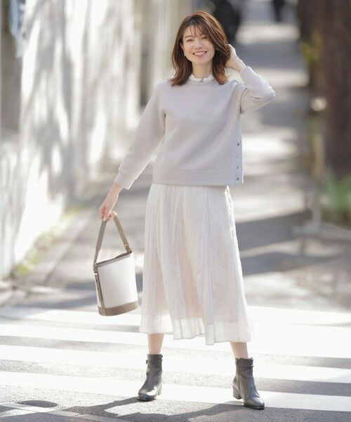 L size ONWARD(大きいサイズ) / エルサイズオンワード ミニ・ひざ丈スカート | 【洗える】リンクルリッド フレアー スカート | 詳細1