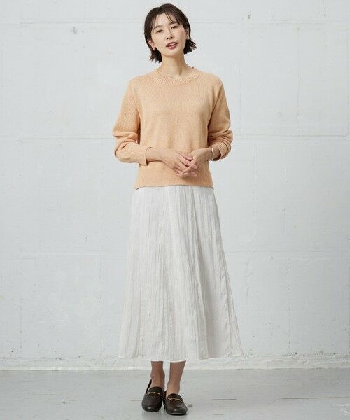 L size ONWARD(大きいサイズ) / エルサイズオンワード ミニ・ひざ丈スカート | 【洗える】リンクルリッド フレアー スカート | 詳細3