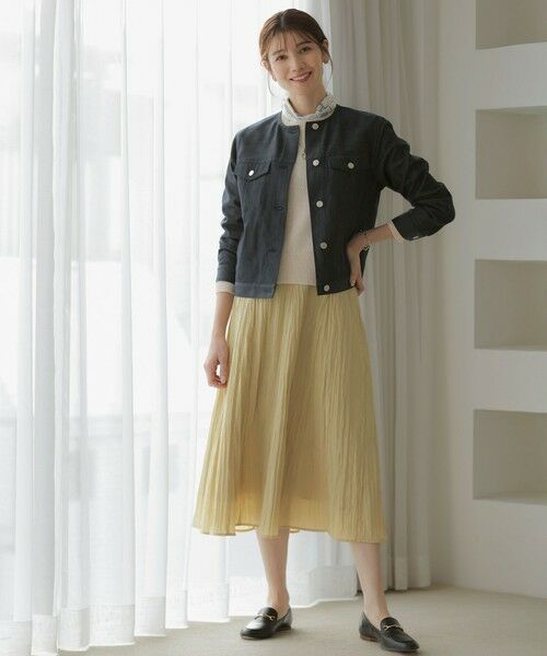 L size ONWARD(大きいサイズ) / エルサイズオンワード ミニ・ひざ丈スカート | 【洗える】リンクルリッド フレアー スカート | 詳細8