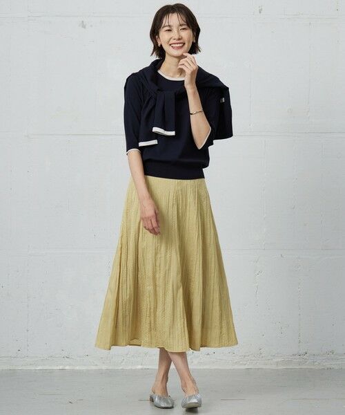 L size ONWARD(大きいサイズ) / エルサイズオンワード ミニ・ひざ丈スカート | 【洗える】リンクルリッド フレアー スカート | 詳細11