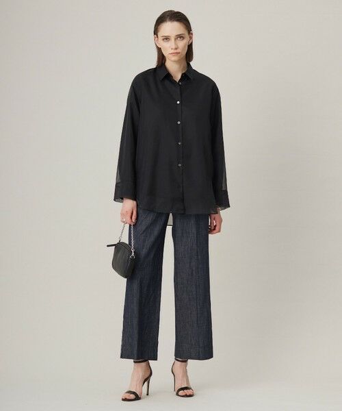 L size ONWARD(大きいサイズ) / エルサイズオンワード シャツ・ブラウス | 【洗える】オーガンコンビシャーティング シャツ | 詳細1