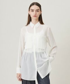 L size ONWARD(大きいサイズ) / エルサイズオンワード シャツ・ブラウス | 【洗える】 PlaXシアーオーガンジー シャツ