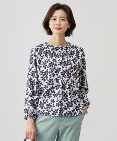 L size ONWARD(大きいサイズ) / エルサイズオンワード シャツ・ブラウス | 【洗える】スパンフラワープリント  ボートネック ブラウス