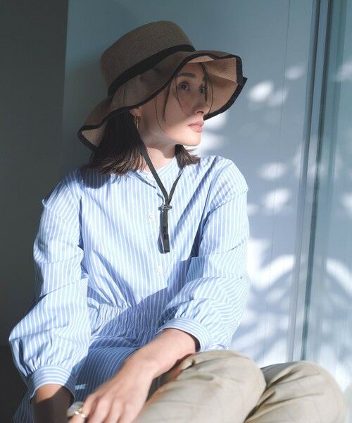 L size ONWARD(大きいサイズ) / エルサイズオンワード シャツ・ブラウス | 【洗える・接触冷感・UVケア】エステネージュストライプ シャーリング  ブラウス | 詳細3