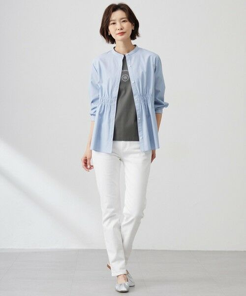 L size ONWARD(大きいサイズ) / エルサイズオンワード シャツ・ブラウス | 【洗える・接触冷感・UVケア】エステネージュストライプ シャーリング  ブラウス | 詳細22