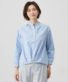 L size ONWARD(大きいサイズ) / エルサイズオンワード シャツ・ブラウス | 【洗える・接触冷感・UVケア】エステネージュストライプ コクーン ブラウス