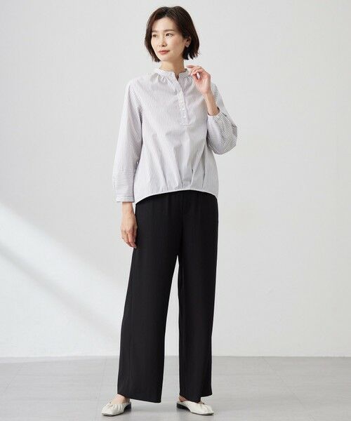 L size ONWARD(大きいサイズ) / エルサイズオンワード シャツ・ブラウス | 【洗える・接触冷感・UVケア】エステネージュストライプ コクーン ブラウス | 詳細18