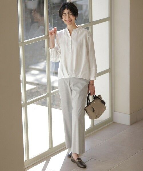 L size ONWARD(大きいサイズ) / エルサイズオンワード シャツ・ブラウス | 【洗える】アセVisシャドーギンガム タック ブラウス | 詳細1