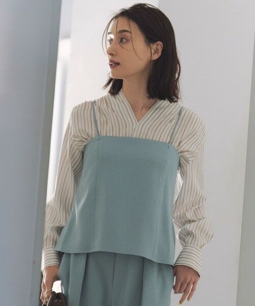 L size ONWARD(大きいサイズ)/エルサイズオンワード 【SHIHOさん着用・セットアップ対応・接触冷感・洗える】リネンライクシンセティックキャミ ビスチェ ライトブルー 44 L size ONWARD(大きいサイズ)/エルサイズオンワード 【SHIHOさん着用・セットアップ対応・接触冷感・洗える】リネンライクシンセティックキャミ ビスチェ ライトブルー 44