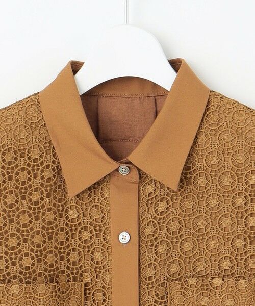 L size ONWARD(大きいサイズ) / エルサイズオンワード シャツ・ブラウス | 【ドラマ「明日はもっと いい日になる」着用】【洗える】ジオメトリックフラワーレースクロップド丈シャツ ブラウス | 詳細12