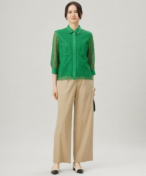 L size ONWARD(大きいサイズ) / エルサイズオンワード シャツ・ブラウス | 【ドラマ「明日はもっと いい日になる」着用】【洗える】ジオメトリックフラワーレースクロップド丈シャツ ブラウス | 詳細19