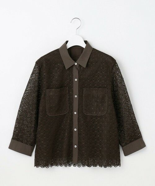 L size ONWARD(大きいサイズ) / エルサイズオンワード シャツ・ブラウス | 【ドラマ「明日はもっと いい日になる」着用】【洗える】ジオメトリックフラワーレースクロップド丈シャツ ブラウス | 詳細24