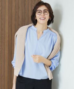 L size ONWARD(大きいサイズ) / エルサイズオンワード シャツ・ブラウス | 【洗える】SOMELOSクロップド丈 ブラウス