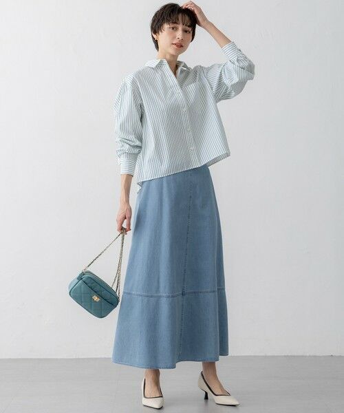 L size ONWARD(大きいサイズ) / エルサイズオンワード シャツ・ブラウス | 【洗える】CANCLINI クロップド テントライン シャツ | 詳細14