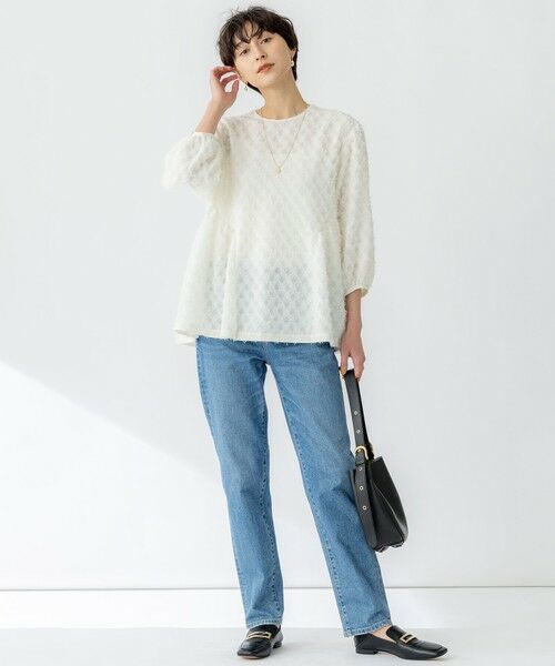 L size ONWARD(大きいサイズ) / エルサイズオンワード シャツ・ブラウス | 【洗える】シアーカットジャカード ブラウス | 詳細1