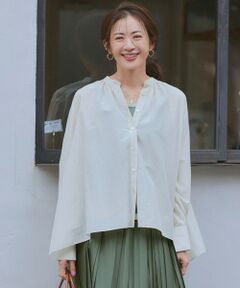 L size ONWARD(大きいサイズ) / エルサイズオンワード シャツ・ブラウス | 【洗える】シアーコットンシルク ハンカチーフヘム デザイン シャツ