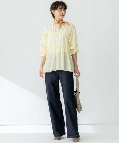 L size ONWARD(大きいサイズ) / エルサイズオンワード シャツ・ブラウス | 【洗える】シアーコットンシルク シャーリング デザイン ブラウス | 詳細9