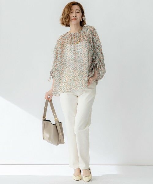 L size ONWARD(大きいサイズ) / エルサイズオンワード シャツ・ブラウス | 【洗える】シアーヘリンボーンプリント ブラウス | 詳細2