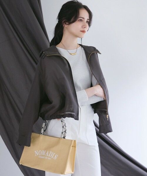 L size ONWARD(大きいサイズ)/エルサイズオンワード 【SLOW/一部店舗限定】シアーフォルム ブルゾン グレー系 46 L size ONWARD(大きいサイズ)/エルサイズオンワード 【SLOW/一部店舗限定】シアーフォルム ブルゾン グレー系 46
