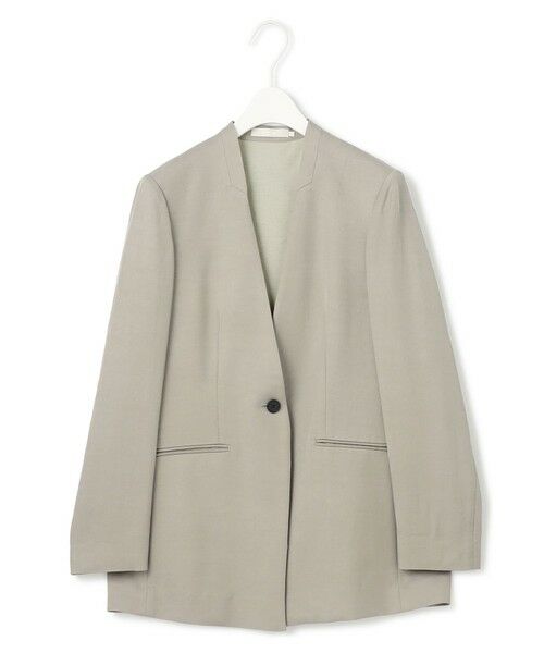 L size ONWARD(大きいサイズ) / エルサイズオンワード ノーカラージャケット | Vi/Ly/Liツイル  ノーカラージャケット | 詳細6