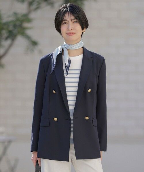 L size ONWARD(大きいサイズ) / エルサイズオンワード テーラードジャケット | ANASTASIAトロ ダブルジャケット(ネイビー系)