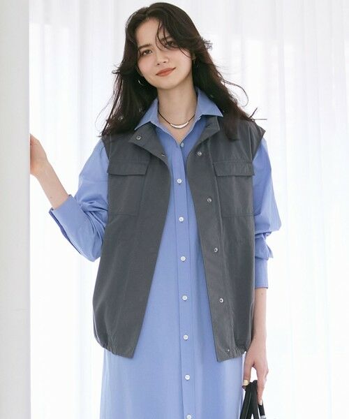 L size ONWARD(大きいサイズ)/エルサイズオンワード 【SLOW/一部店舗限定】ミリタリー ベスト グレー系 46 L size ONWARD(大きいサイズ)/エルサイズオンワード 【SLOW/一部店舗限定】ミリタリー ベスト グレー系 46