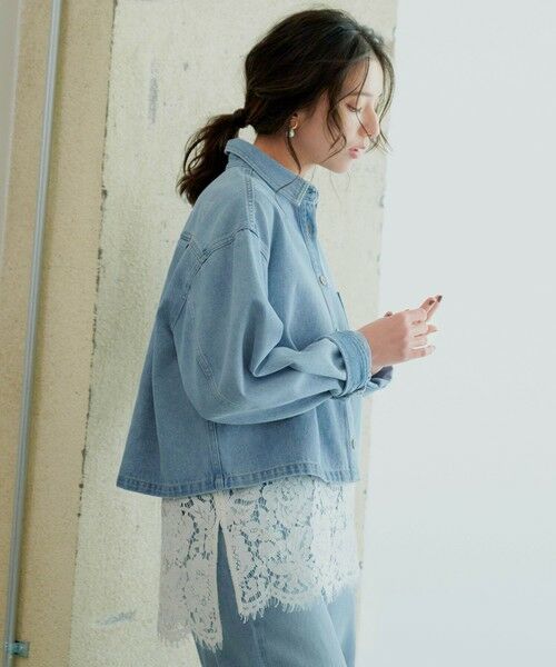 L size ONWARD(大きいサイズ)/エルサイズオンワード 【SLOW/一部店舗限定】LIGHT DENIM ジャケット スカイブルー系 44 L size ONWARD(大きいサイズ)/エルサイズオンワード 【SLOW/一部店舗限定】LIGHT DENIM ジャケット スカイブルー系 44