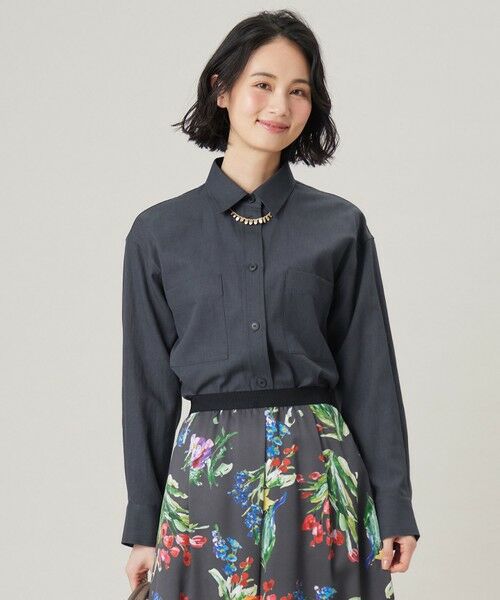 L size ONWARD(大きいサイズ) / エルサイズオンワード その他アウター | 【洗える】ドビーオックスストレッチシャツ アウター(ブルーグレー)