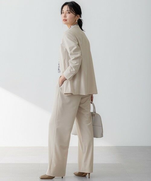 L size ONWARD(大きいサイズ) / エルサイズオンワード ノーカラージャケット | 【セットアップ対応/洗える】2WAYストレッチツイル ジャケット | 詳細4