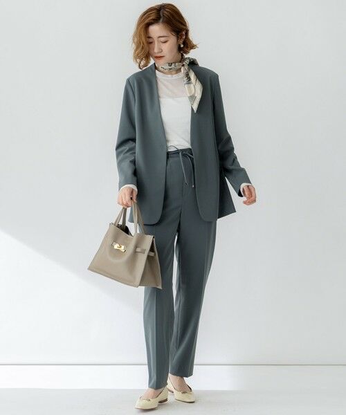 L size ONWARD(大きいサイズ) / エルサイズオンワード ノーカラージャケット | 【セットアップ対応/洗える】2WAYストレッチツイル ジャケット | 詳細15