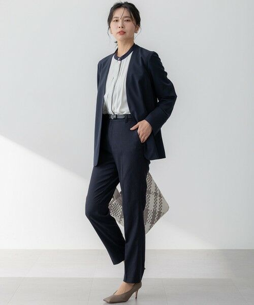 L size ONWARD(大きいサイズ) / エルサイズオンワード ノーカラージャケット | 【セットアップ対応/洗える】2WAYストレッチツイル ジャケット | 詳細19