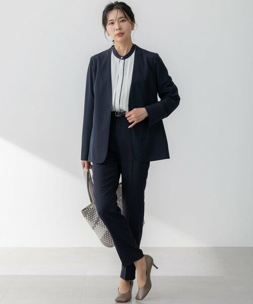 L size ONWARD(大きいサイズ) / エルサイズオンワード ノーカラージャケット | 【セットアップ対応/洗える】2WAYストレッチツイル ジャケット | 詳細18