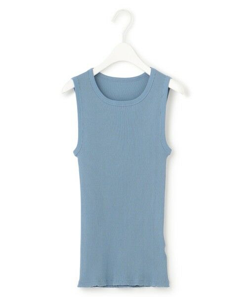 L size ONWARD(大きいサイズ)/エルサイズオンワード 【洗える】オーガニックリブタンク カットソー サックスグレー系 L