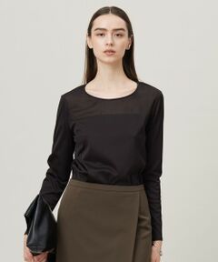 L size ONWARD(大きいサイズ) / エルサイズオンワード カットソー | 【洗える】 PlaXフィラメントジャージー シアーコンビカットソー