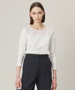 L size ONWARD(大きいサイズ) / エルサイズオンワード カットソー | 【洗える】 PlaXフィラメントジャージー シアーコンビカットソー