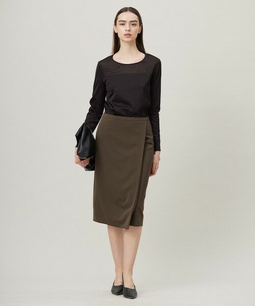 L size ONWARD(大きいサイズ) / エルサイズオンワード カットソー | 【洗える】 PlaXフィラメントジャージー シアーコンビカットソー | 詳細1